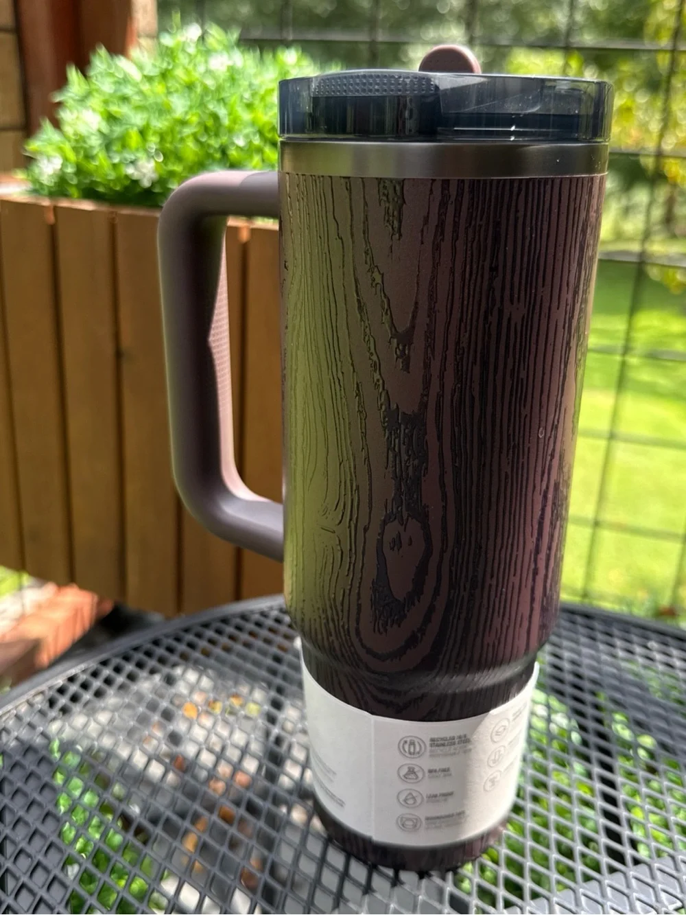 Stanley Dark Brown Wood-Textured Quencher Mug with Handle